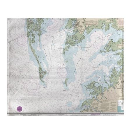BETSY DRAKE Betsy Drake BK240CH 50 x 60 in. Chesapeake Bay - Pocomoke & Tangier Sounds; VA Nautical Map Fleece Throw BK240CH